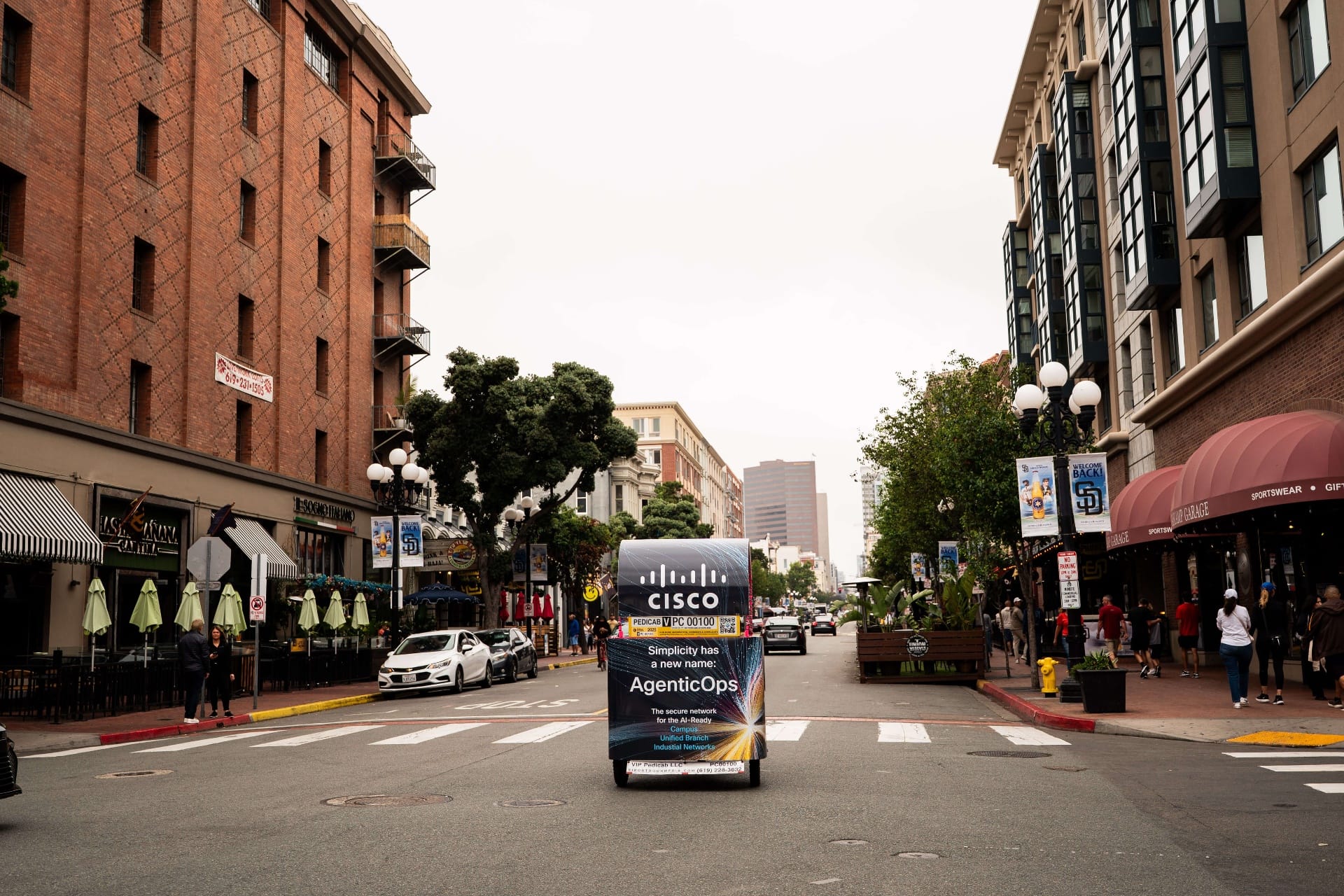 Branded pedicab advertising for BrightonSEO & Hero Conf at San Diego Convention Center