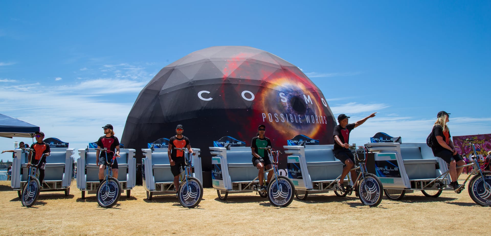Fox The Orville pedicab fleet at the Cosmos dome, San Diego Comic-Con