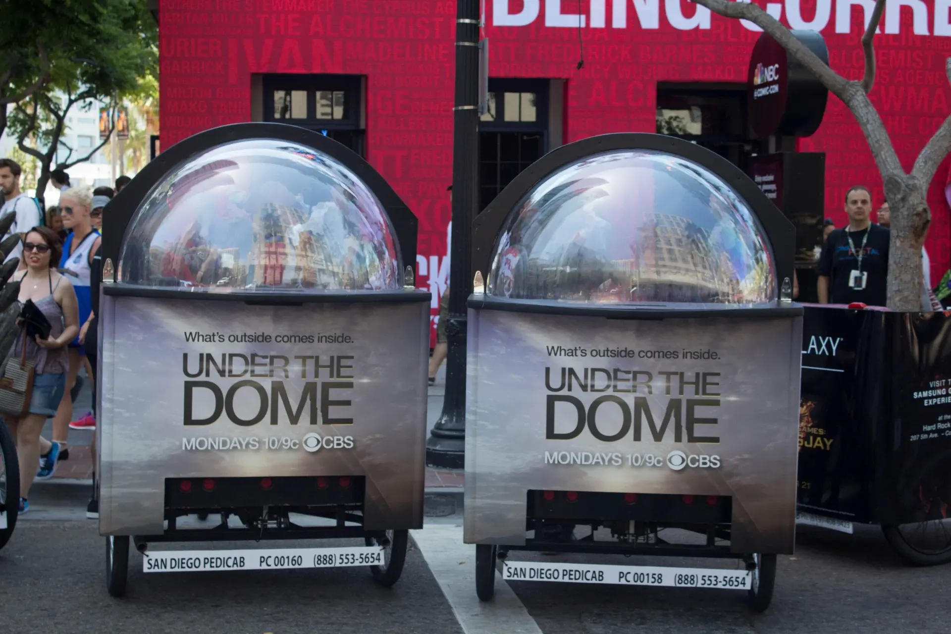 Under the Dome CBS pedicab fleet in Gaslamp Quarter at Comic-Con