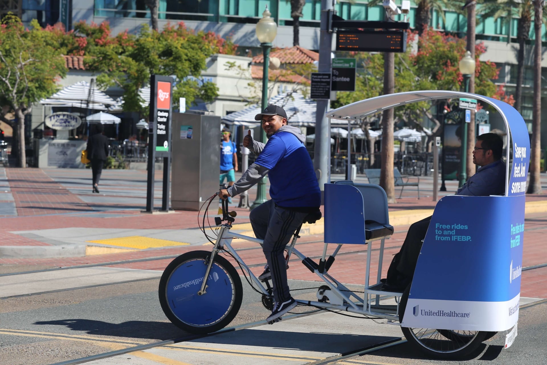 Branded pedicab advertising for TCT 2026 at San Diego Convention Center