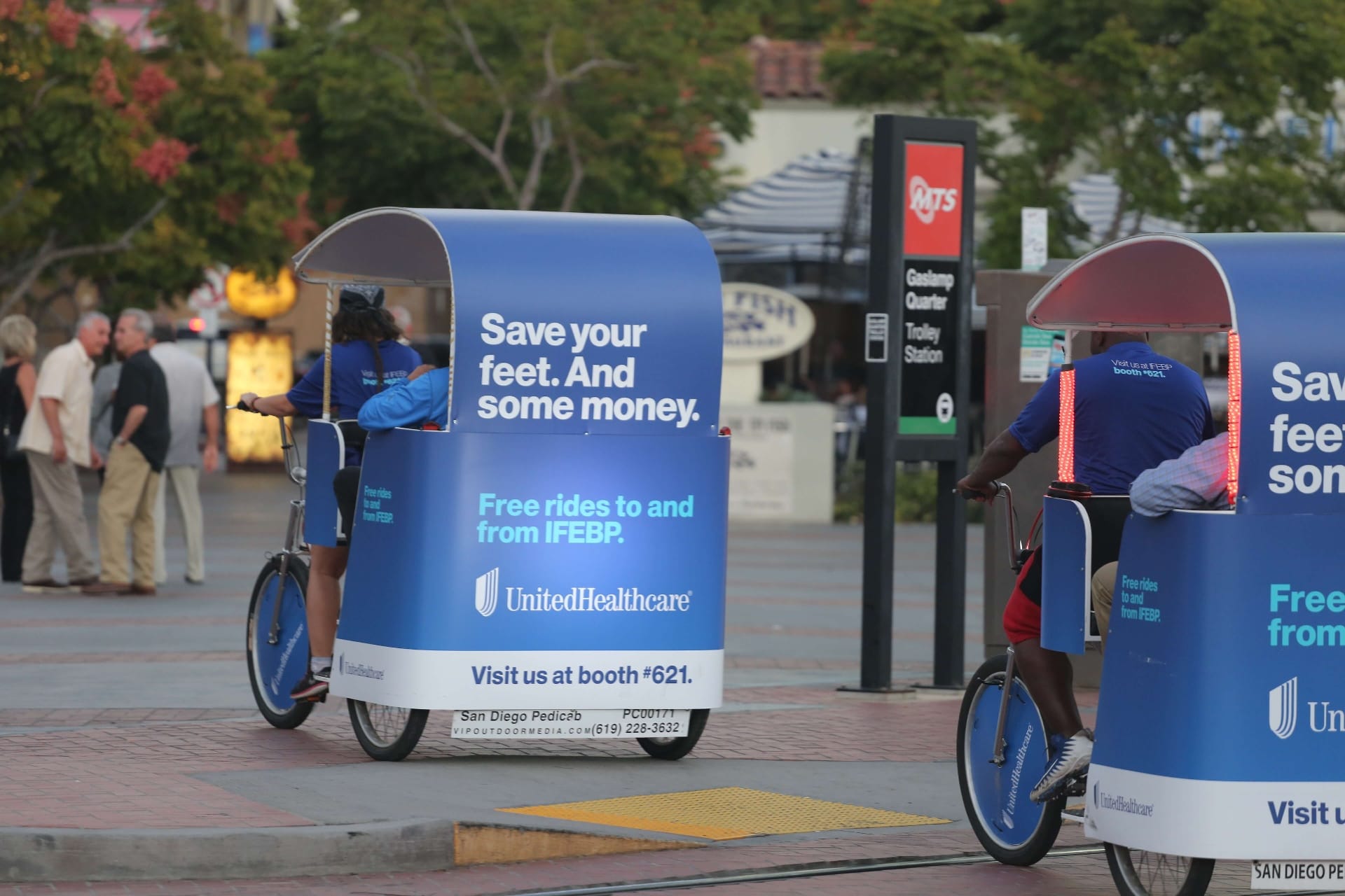 Branded pedicab advertising for SOT 2026 at San Diego Convention Center