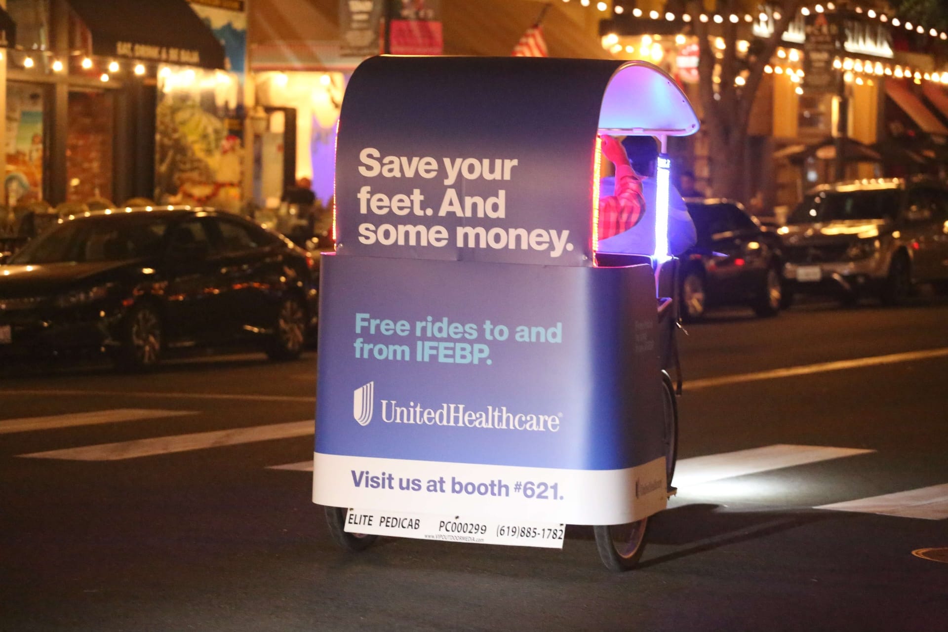 UnitedHealthcare pedicab wrap with LED night lighting